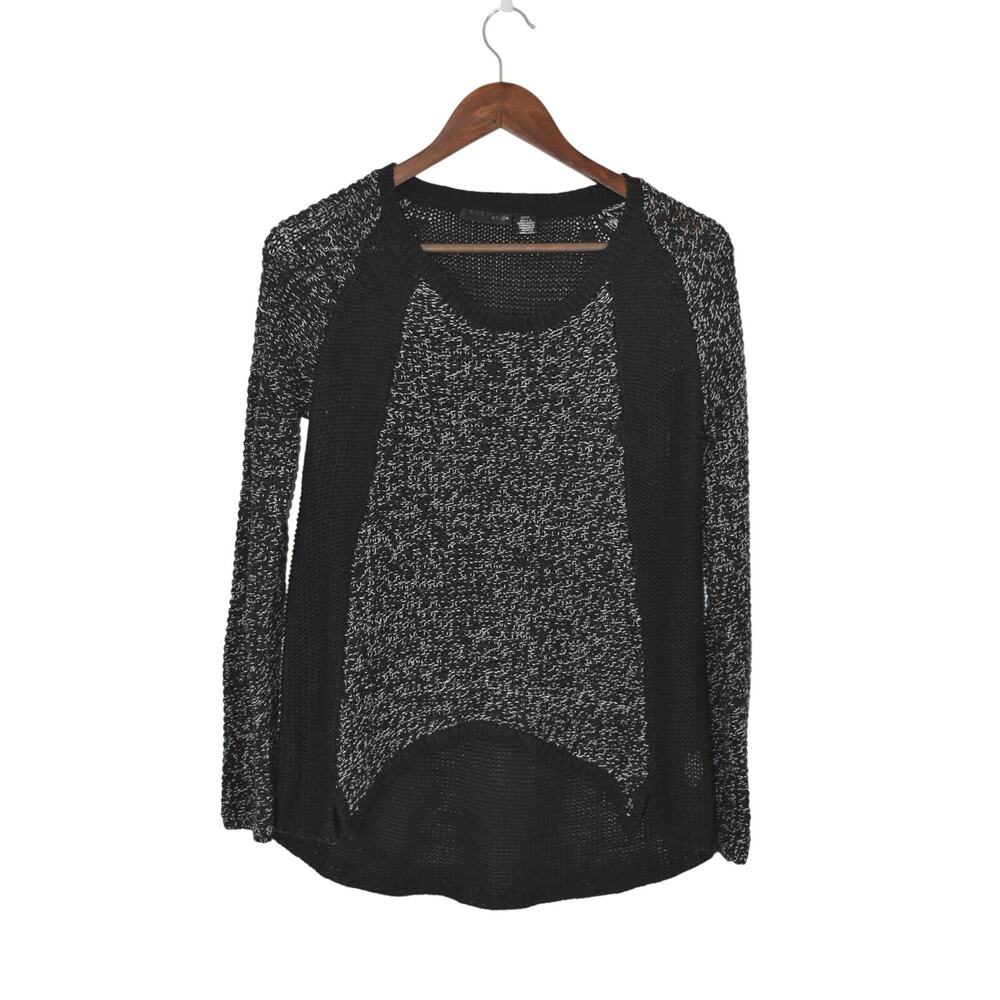 Aqua Gray/Black Cable Knit Sweater Size S